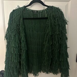 Fashion Nova Forest Green Shaggy Fringe Sweater